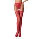 Сітчасті панчохи-стокінги Passion S016 One Size, Red, імітація ажурного пояса з гартерами PSS016R фото 1