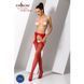 Сітчасті панчохи-стокінги Passion S018 One Size, Red, імітація пояса, сітка з вертикальними смужками PSS018R фото 2