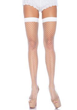 Чулки-сетка Leg Avenue Fishnet Thigh Highs One size, White, мелкая сетка SO7974 фото