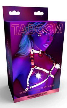 Портупея у вигляді бюстьє з відкритими чашками Taboom Glow In The Dark флуорисцентна, L/XL TB17211 фото