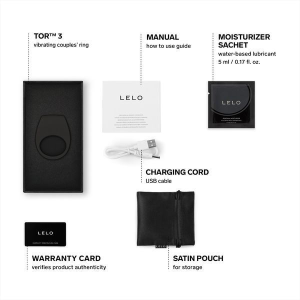 Ерекційне кільце з вібрацією LELO Tor 3 Black, керування зі смартфона SX0700 фото