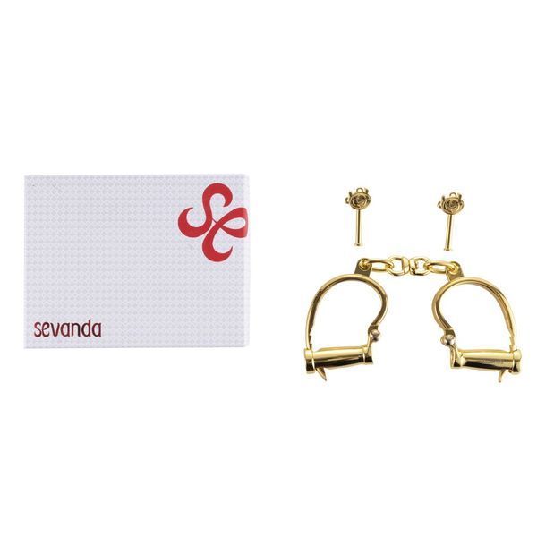 Наручники LOCKINK Love-slave Handcuffs, золотисті, металеві, у формі стремен SX0897 фото