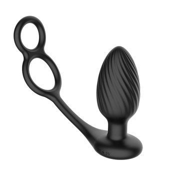 Анальна вібропробка Nexus Tornado Cock and Ball Ring обертання+вібрація, ерекційне кільце, пульт SX2416 фото