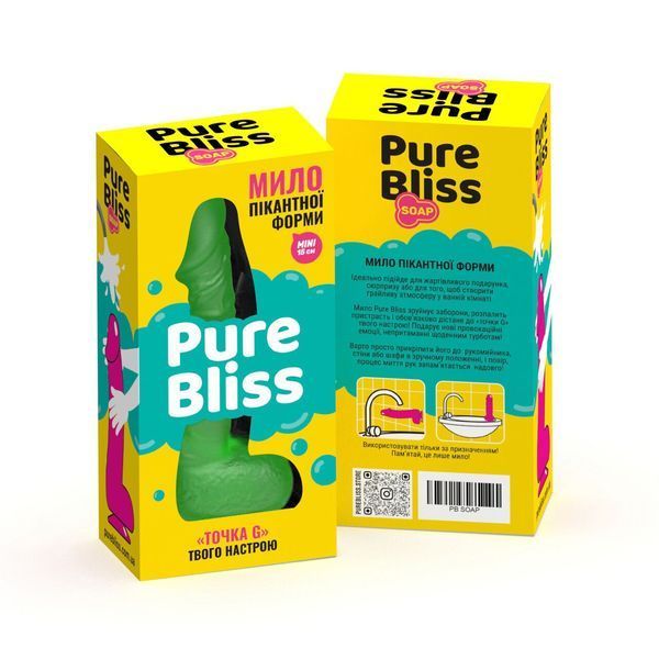 Мило у формі пеніса Pure Bliss MINI Green, крафтове мило-член, натуральне SO6358 фото