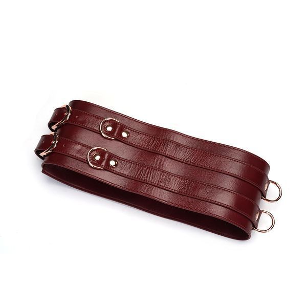 Кожаный пояс для бондажа Liebe Seele Wine Red Waist Cuff, M Size SO9461 фото