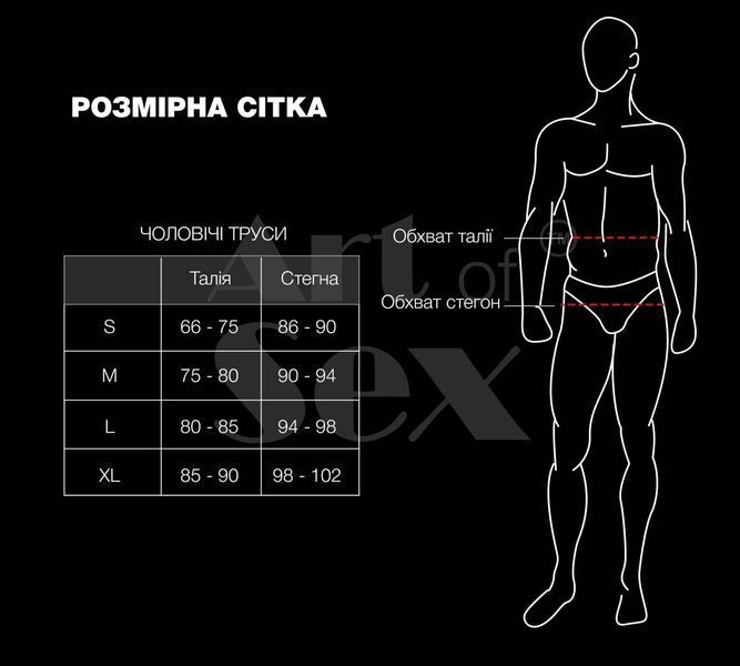 Чоловічі труси з сюрпризом Art of Sex - Gladiator, чорні з ефектом мокрого оксамиту, розмір XL SX3819 фото