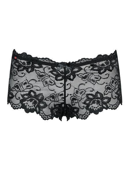 Трусики-шортики Obsessive Idillia shorties, L/XL, черные, кружевные, с низкой посадкой SX1200 фото