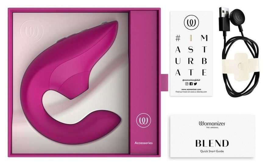 Вагінально-кліторальний стимулятор Womanizer Blend Vibrant Pink, вібрація + вакуум, 2 мотори SX2143 фото