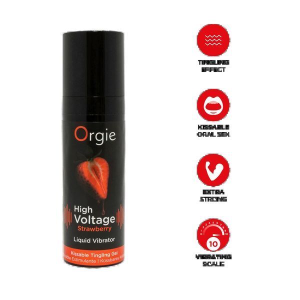 Рідкий вібратор Orgie High Voltage &ndash; Strawberry, 15 мл, ефект мурашок, дуже потужний, смак полуниці SX0937 фото