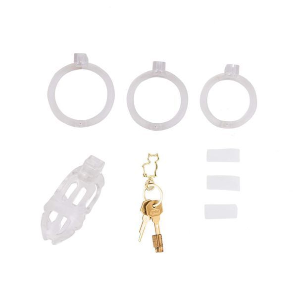 Клітка для пеніса LOCKINK SEVANDA Plastic Penis Chastity Cage, прозора, 3 кільця різних розмірів SX0871 фото