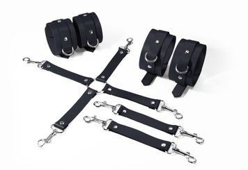 Набор для БДСМ Feral Feelings BDSM Kit 3 Black, наручники, поножи, крестовина SO8269 фото