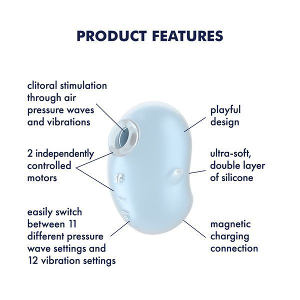 Вакуумний кліторальний стимулятор з вібрацією Satisfyer Cutie Ghost Blue SX0572 фото