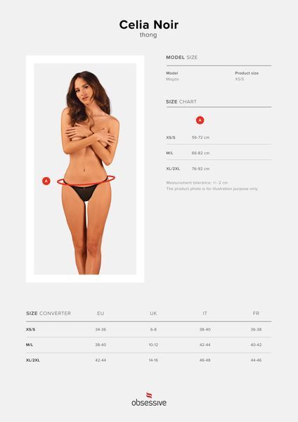 Прозорі стрінги із мереживом Obsessive Celia Noir thong M/L SO7869 фото