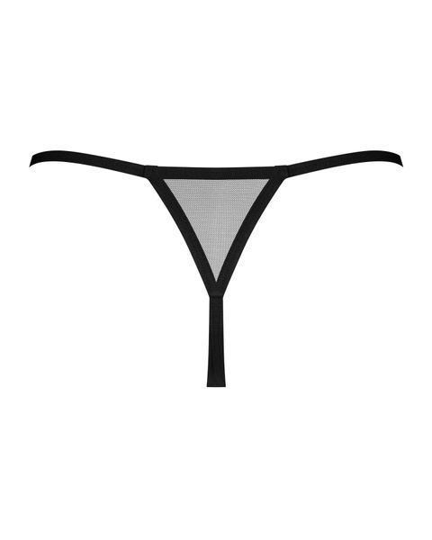 Трусики-стрінги Obsessive Novenes crotchless thong, M/L, сітка, стрепи, прикраса зі стразами SX0623 фото
