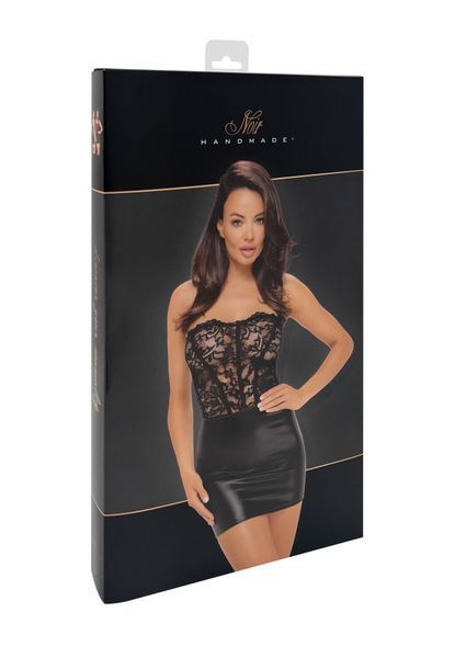 Платье Noir Handmade F300 Solace, S, кружево, корсетный верх, шнуровка сзади, юбка мини под латекс SX0237 фото