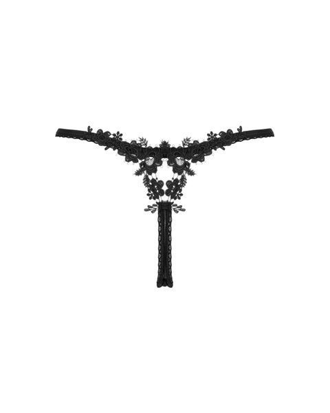 Прозорі стрінги із мереживом Obsessive Celia Noir thong XL SO7870 фото