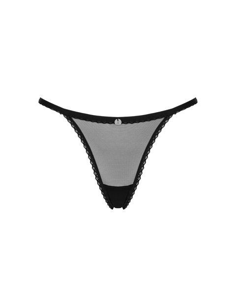 Прозорі стрінги із мереживом Obsessive Celia Noir thong XL SO7870 фото