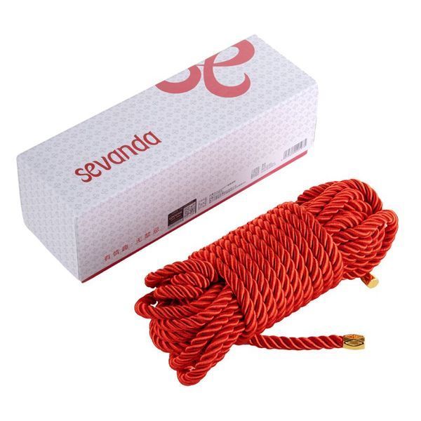 Мотузка для шибарі LOCKINK SEVANDA Shibari Pratice Rope, червона, 8 м, нейлон+бавовна SX0879 фото