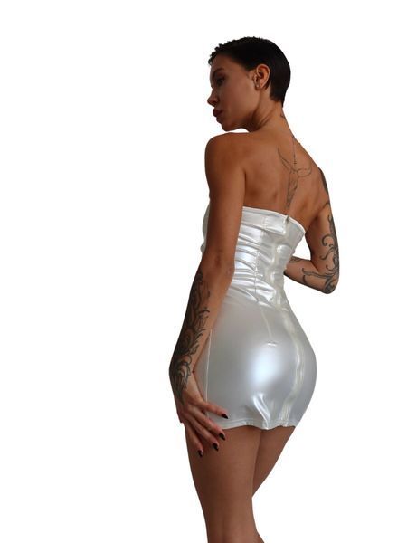 Мінісукня D&A, M, white, nylon-lycra відкриті плечі з блискавкою на всю довжину SX1241 фото