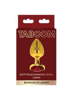Анальний корок металевий золотистий L Butt Plug With Diamond Jewel Taboom T17169 фото