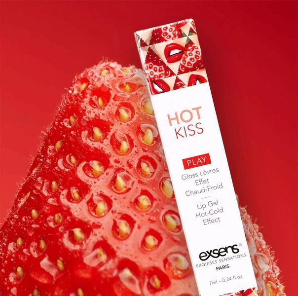 Стимулювальний блиск для губ EXSENS Strawberry Hot Kiss 7 мл, зігріває та охолоджує SX4014 фото