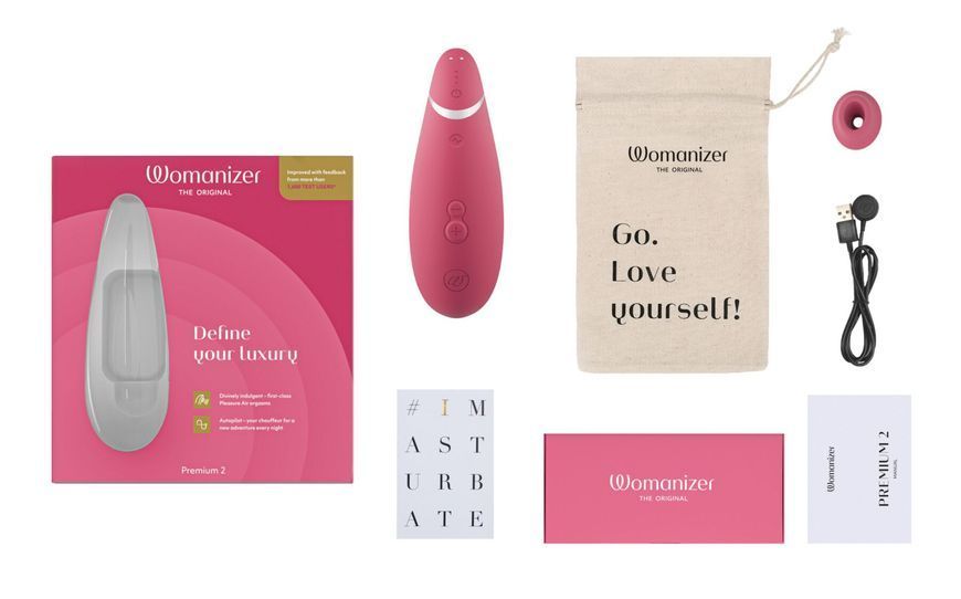 Вакуумний кліторальний стимулятор Womanizer Premium 2 - Raspberry, функції Autopilot та Smart Silence SO8753 фото