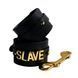 Наручники с надписью Slave от UPKO из итальянской кожи, черные с золотой фурнитурой. UP97534 фото 1