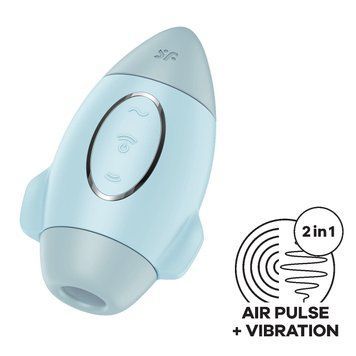 Вакуумний стимулятор з вібрацією Satisfyer Mission Control Blue, 2 незалежні мотори SO8969 фото