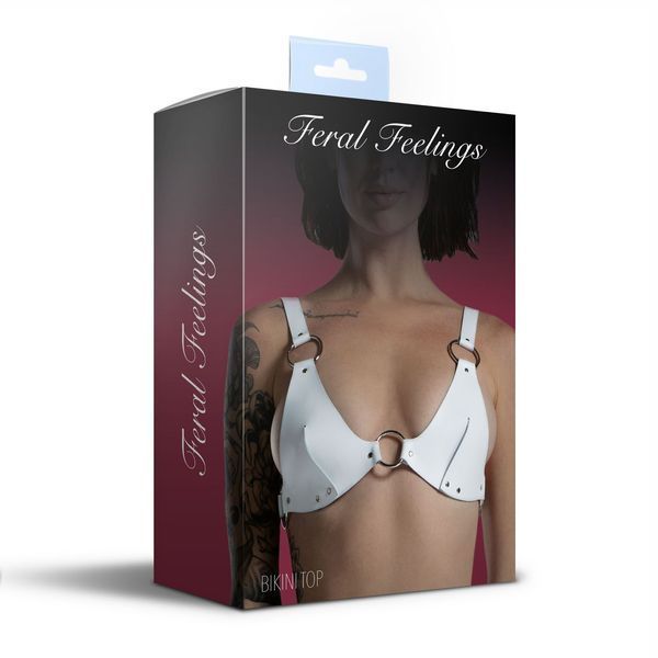Ліф з натуральної шкіри Feral Feelings - Bikini Top White SO9421 фото