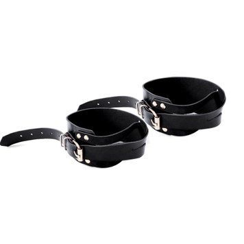 Чоловічі шкіряні наручники Art of Sex - Man Handcuffs Speedway XS-M, колір чорний SX0512 фото