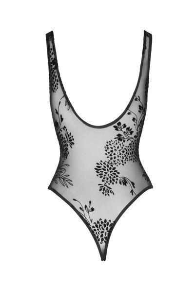 Боди Noir Handmade F242 Tulle body with patterned flock embroidery, M SX0152 фото