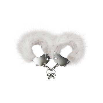 Наручники металеві Adrien Lastic Handcuffs White з білим пухнастим оздобленням AD30310 фото