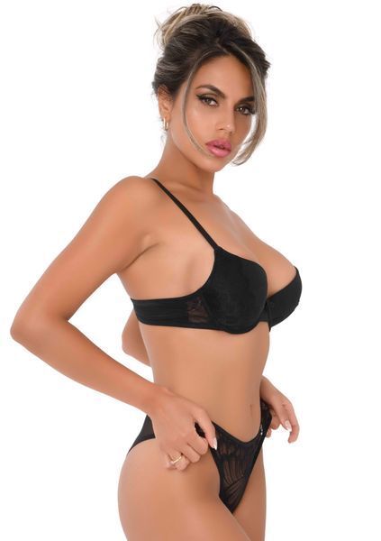 Трусики с цветочной аппликацией и открытым доступом Daring Intimates черный; S/M DI76238Black фото