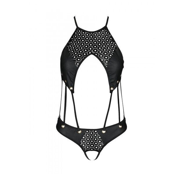 Розпродаж!!! Боді з екошкіри з ремінцями та перфорацією Tamaris Body black L/XL &mdash; Passion SO5793 фото