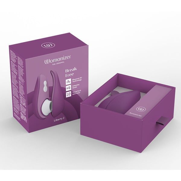 Вакуумний кліторальний стимулятор Womanizer Liberty 2 Purple, 8 режимів, магнітна кришечка SX0523 фото